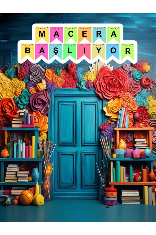 200X200 cm ,Macera Başlıyor, Okul Etkinlik Kumaş Fon