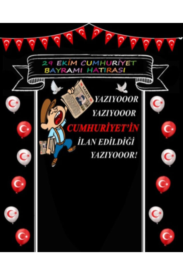 29 Ekim Cumhuriyet Bayramı, Okul Etkinlik Kumaş Fon 200X200 Ek Dikişli