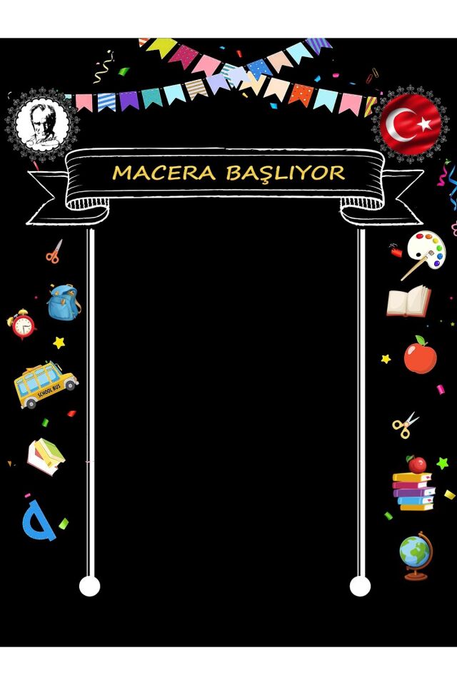 200X250 cm ,MACERA BAŞLIYOR, Okul Etkinlik Kumaş Fon
