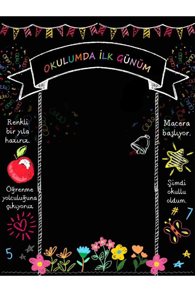 200X250 cm ,Okulumda ilk günüm, Okul Etkinlik Kumaş Fon