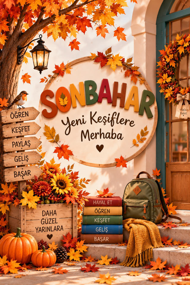 Sonbahar Panosu, Yeni Keşiflere Merhaba, Okul Etkinlik Kumaş Pano