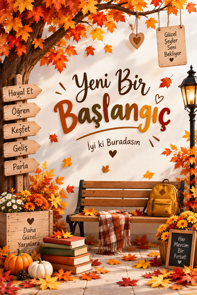 Sonbahar, Yeni Bir Başlangıç, Okul Etkinlik Kumaş Pano