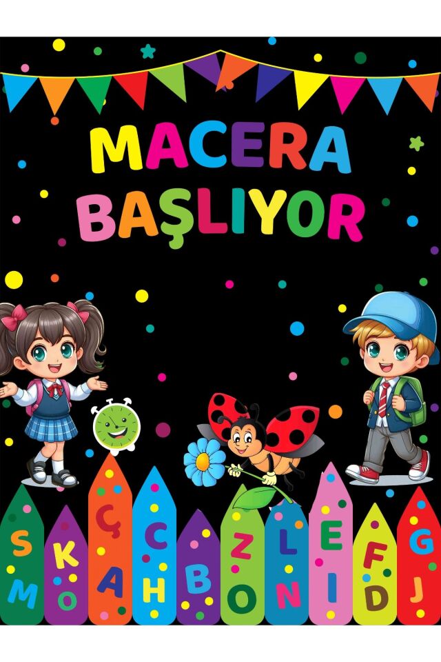 200X250 cm ,MACERA BAŞLIYOR, Okul Etkinlik Kumaş Fon