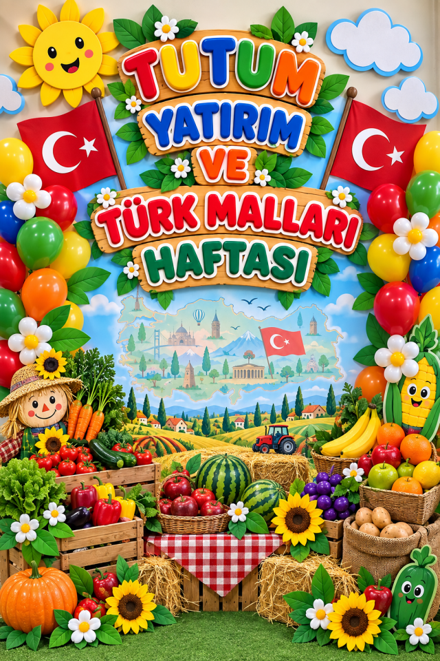 Yerli Malı Haftası Temalı Okul Etkinlik Kumaş Fon