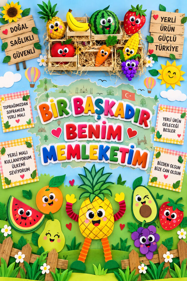 Yerli Malı Haftası Temalı Okul Etkinlik Kumaş Fon