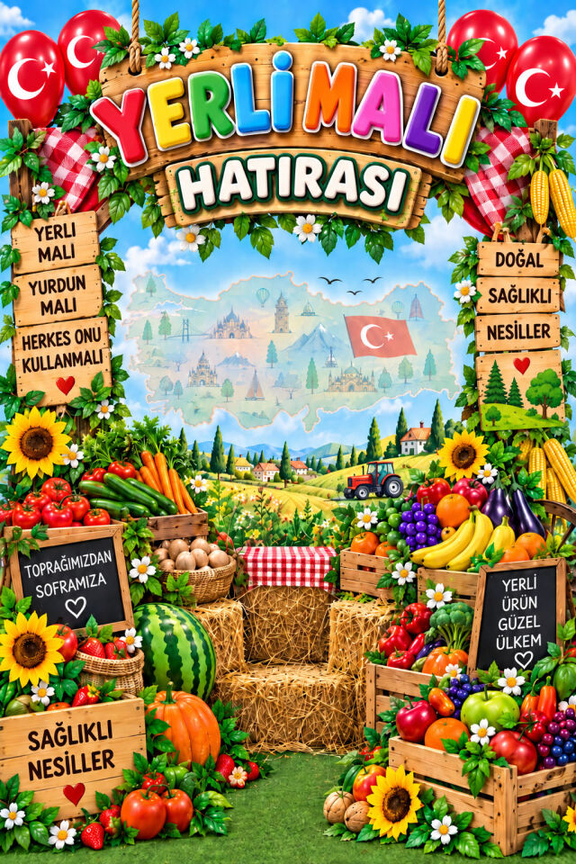 Yerli Malı Haftası Temalı Okul Etkinlik Kumaş Fon