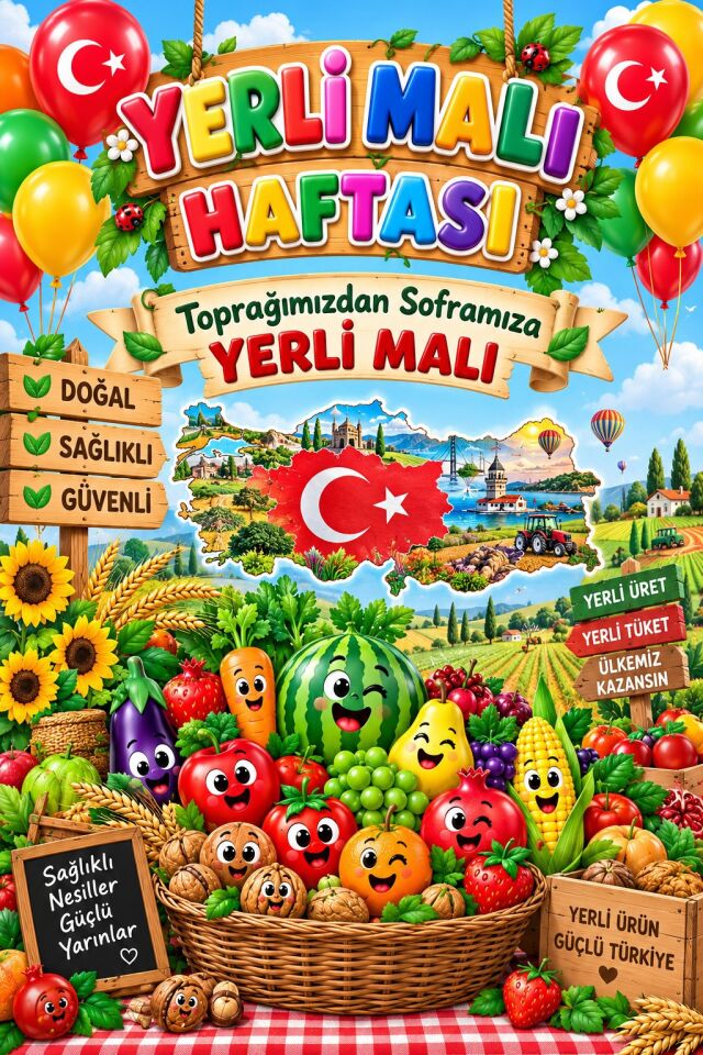 Yerli Malı Haftası Temalı Okul Etkinlik Kumaş Fon