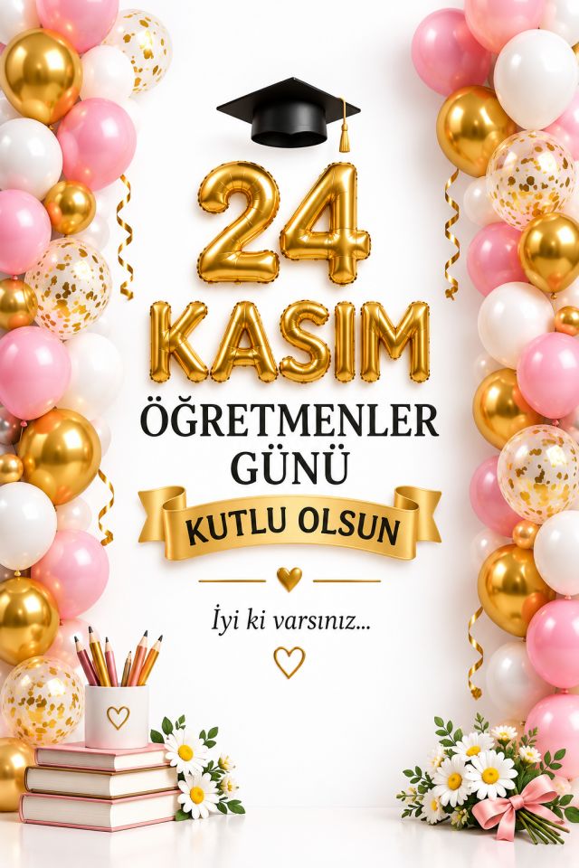 24 Kasım Öğretmenler Günü Kutlu Olsun, Okul Etkinlik Kumaş Fon