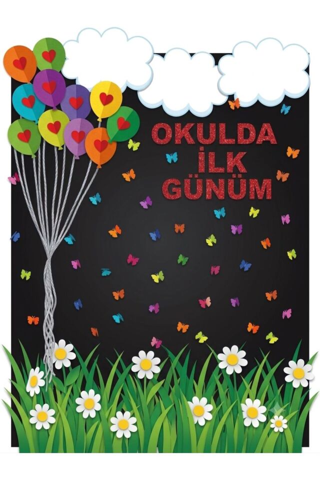 200X250 cm , Okulumda İlk Günüm, Okul Etkinlik Kumaş Fon