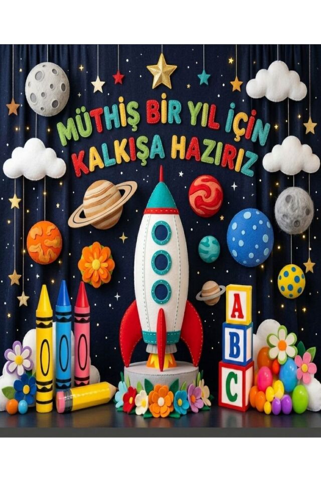 150X200 cm , Okulumda İlk Günüm, Okul Etkinlik Kumaş Fon