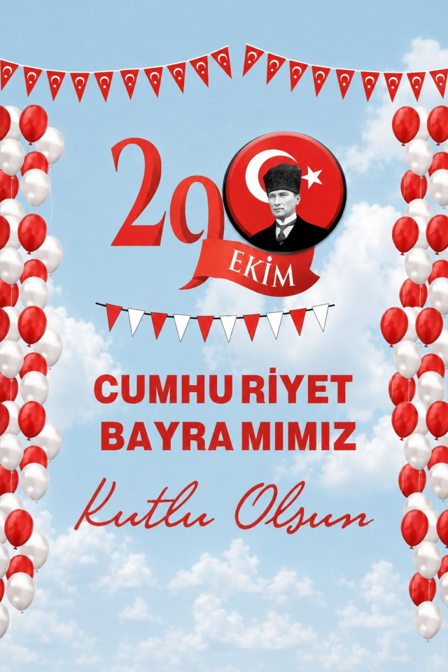 150x200 cm, 29 Ekim Cumhuriyet Bayramı, Okul Etkinlik Kumaş Fon