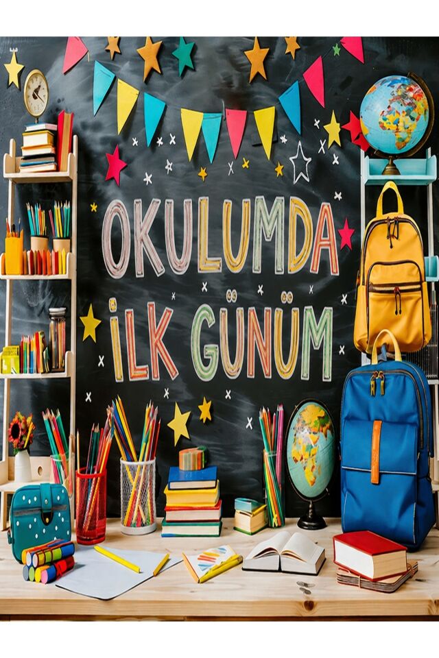 150x200 cm, Okulumda İlk Günüm, Okul Etkinlik Kumaş Fon