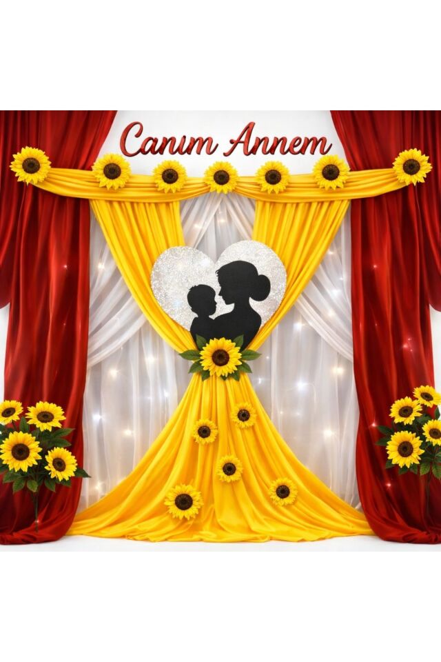 Anneler Günü Kutlu Olsun,Canım Annem Okul Etkinlik Kumaş Fon 200x 250 CM