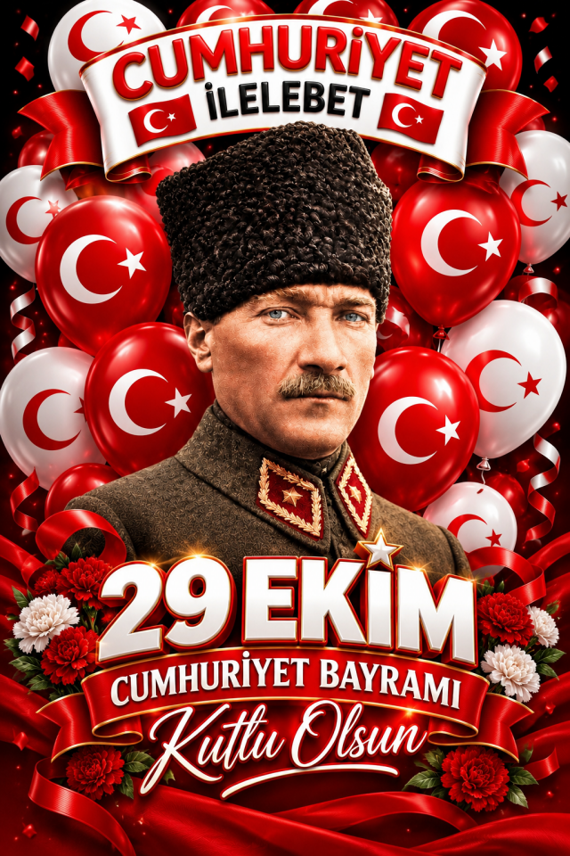 Cumhuriyet İlelebet, 29 Ekim Cumhuriyet Bayramı Temalı Okul Sınıf Etkinlik Kumaş Fon